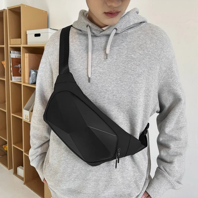 Chest Bag Sports Fashion Unisex Single Shoulder Crossbody Bag Casual Solid Color Zipper Connector Trend Personality All-match