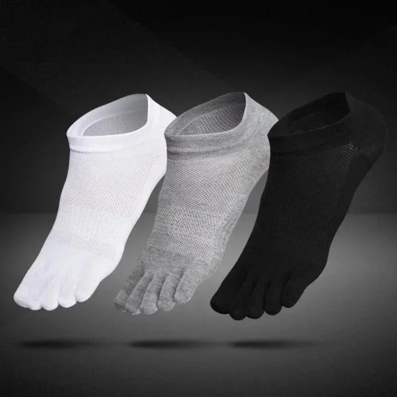 Men\'s Summer Short Socks Cotton Five-finger Socks Low-top Spring and Summer Ultra-thin Mesh Toe Short Tube Fashion Accessories