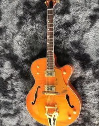 Jazz Semi Hollow Body Electric Guitar Orange Free  Delivery