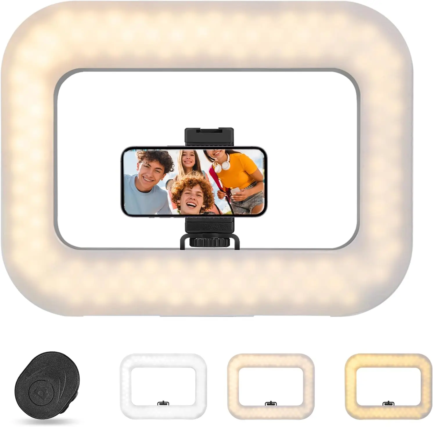 Smartphone Video Rig with Light, Handheld LED Ring Light Selfie Light Phone Video Stabilizer, Built-in Battery for Camer