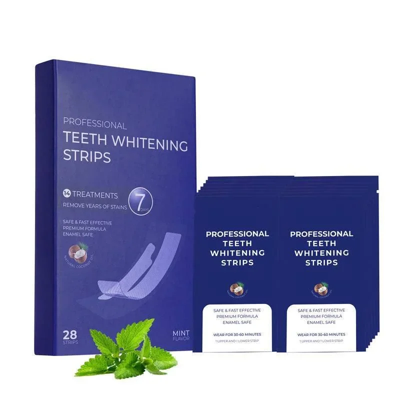 

14 Pairs Teeth Whitening Strips Professional Mint Flavor White Strips for Teeth Oral Care Fast Remove Smoking Coffee Wine Stains