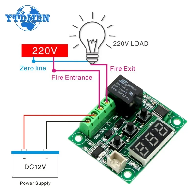 1PCS Digital Temperature Controller W1209 DC 12V Thermometer with Waterproof Probe LED Temperature Module Electronic Thermostat