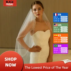 YouLaPan Crystal Edge velo da sposa lunghezza dell'anca velo da sposa con fard Eleglant doppio strato coperto sposa morbida V198