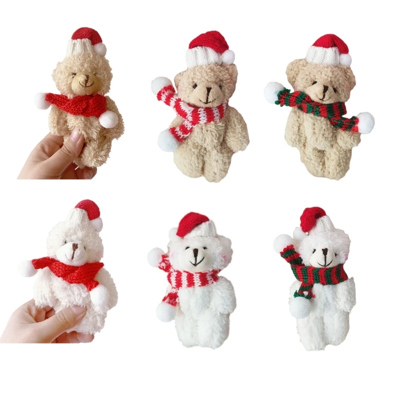 

Plush Jointed Bear Keyring Christmas Decorations Lovely Stuffed Keychain Pendant Children Backpack Ornament