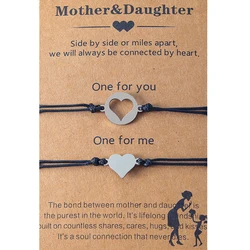 Mother Daughter Bracelets Mommy and Me Heart Matching Wish Bracelet Gift From Mom Birthday Christmas Gifts