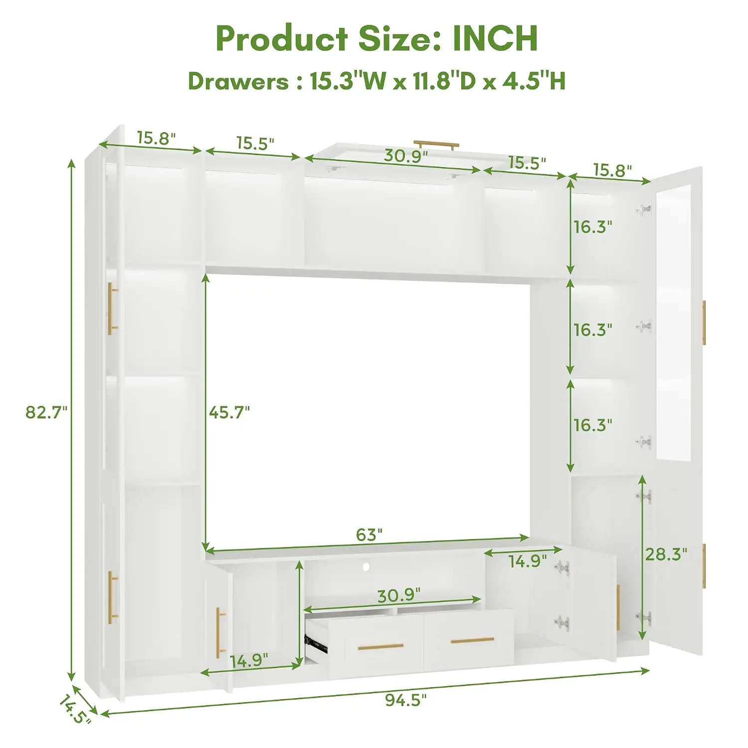 TV Stand Entertainment Center LED Lights 70