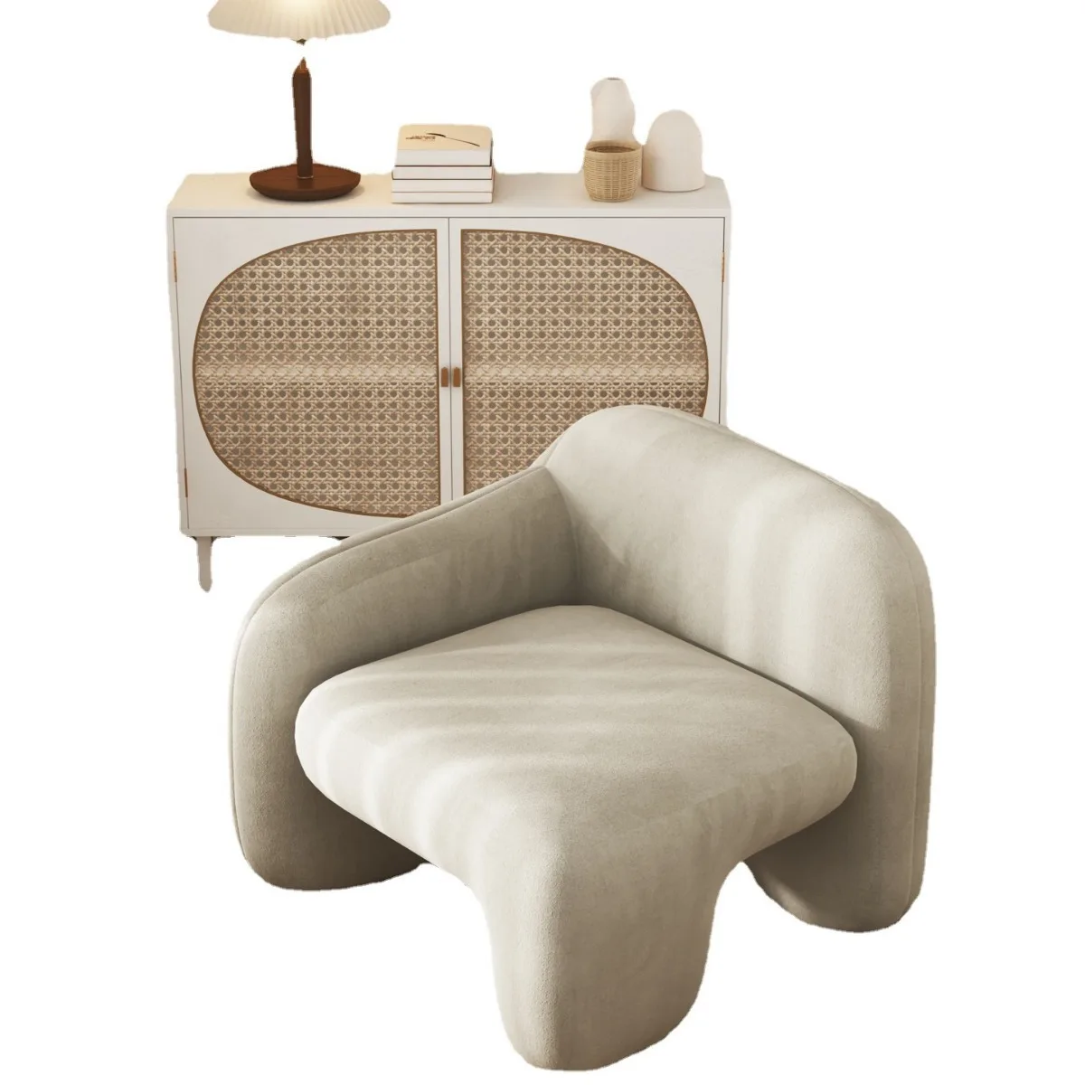 

Nordic light luxury minimalist creativity, lamb wool designer leisure chair