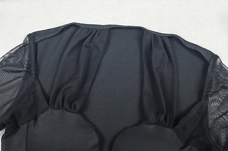 Women Sexy See Through Mesh Patchwork Long Sleeve Halter Bodycon Mini Dress V Neck Slim Hipster Night Clubwear Party Outfits