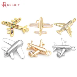 18K Gold Color Brass and Zircon Airplane Charms Pendants High Quality Diy Jewelry Making Necklace Earrings Accessories for Women