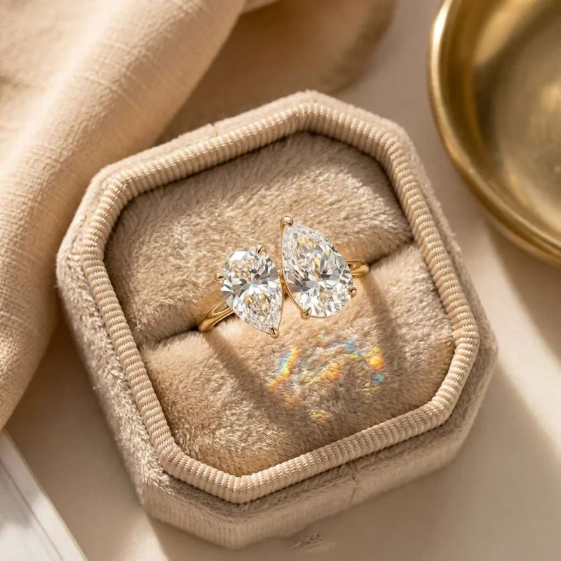 925 Sterling Silber schillernder klassischer Zirkon-Wassertropfen-Ring für Frauen, Verlobung, Hochzeit, luxuriöser, hochwertiger, edler Schmuck – Detail 6