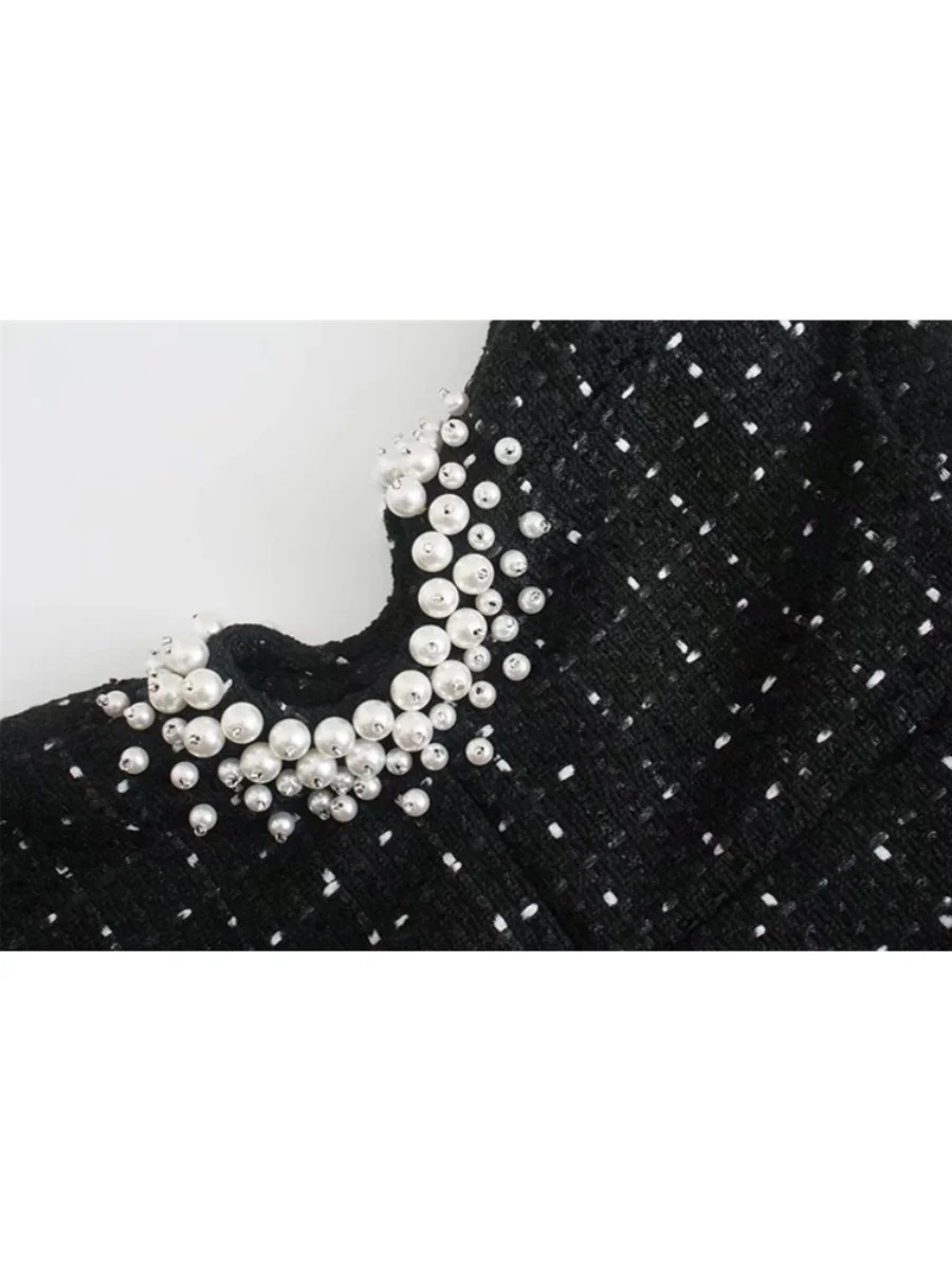 تنورة متوسطة الخصر مزينة باللؤلؤ بحزام مجوف Dr Street Sle بدون Sve Summer Faion للسيدات Dr #4