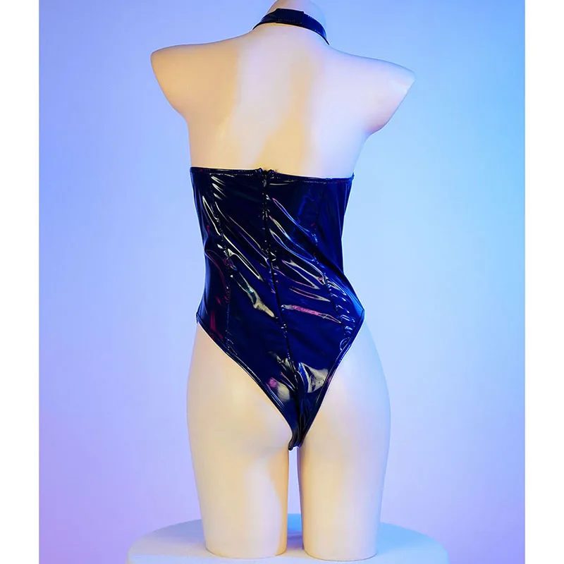 

New Sexy Anime Pu Leather Swimsuit Japanese Girl Bodysuit Cosplay Costume Backless Cute Underwear Nightgown Role Play Lingerie