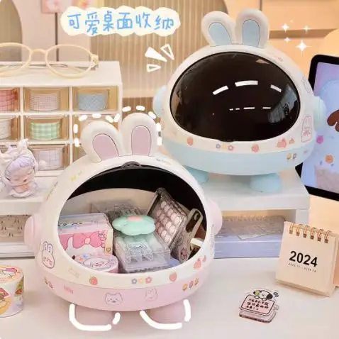 

Adorable Cartoon Hair Accessories Organizer-Large Capacity Dust-Proof Storage Box for Hair Ties/Clips, Cute Desktop Vanity Case