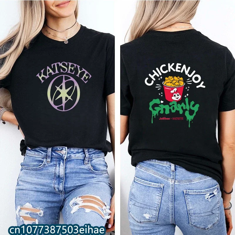 Vintage KATSEYE Pattern Tee Stylish K-pop Korean Outfit Soft Pure Cotton Loose Fit Street Clothes for Ladies and Teen Girls