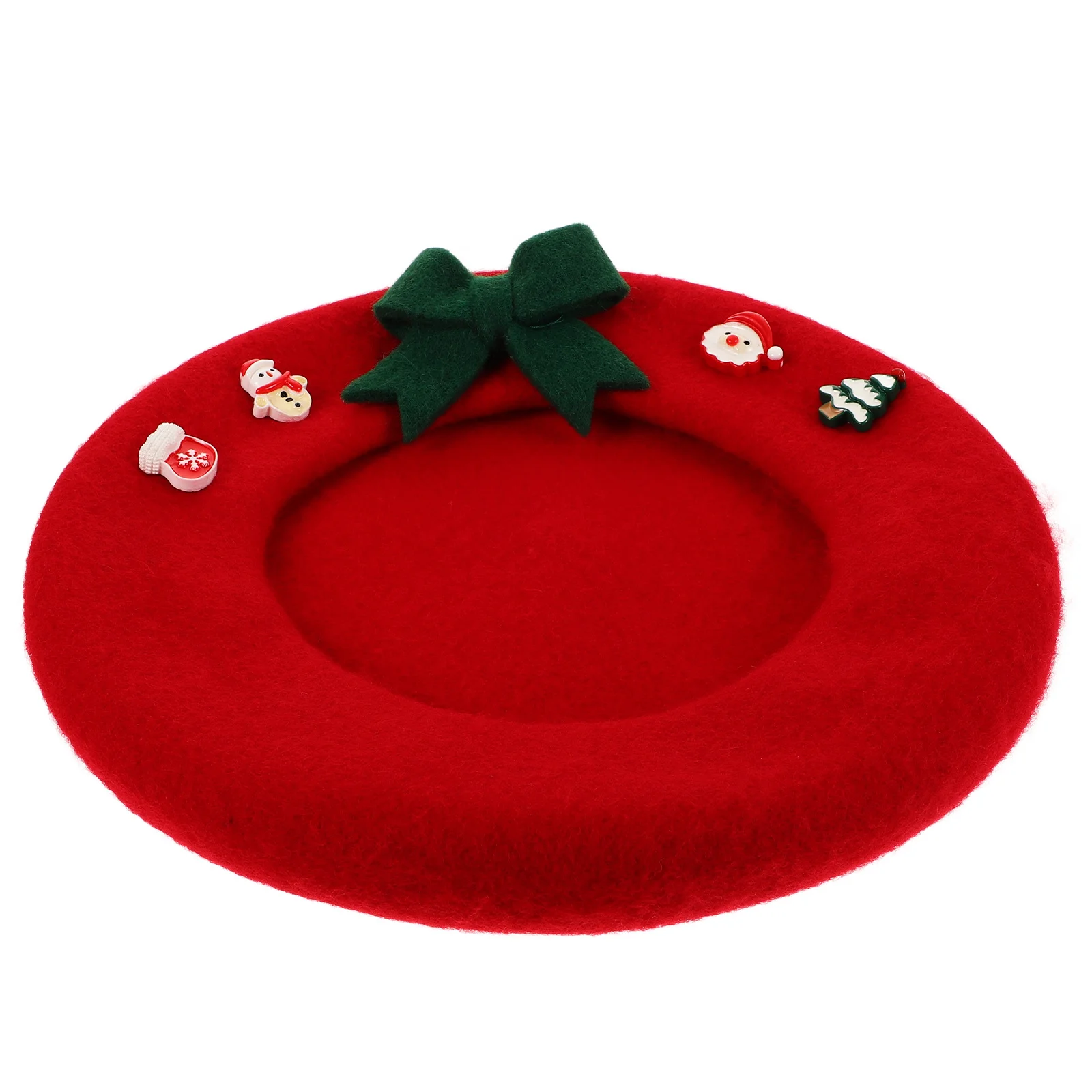 

Christmas Beret Hat Wool Bowknot Fashion Cute Warm Women Holiday Accessory Kawaii Hat Christmas Beret Cap