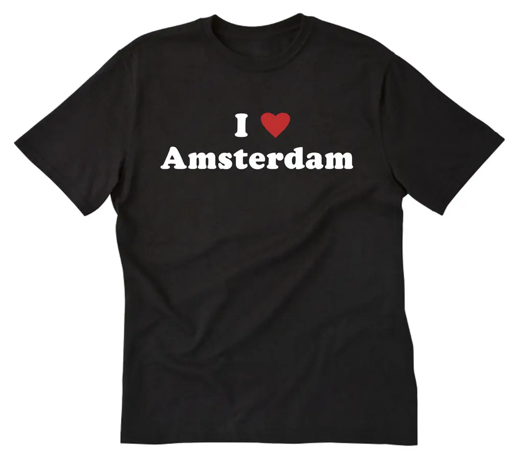 I Love Amsterdam T-shirt I Heart Netherlands Shirt Short Sleeve Cotton VacationHigh Quality 100%Cotton Short Sleeve