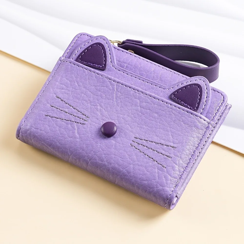 Fashion Short Cat Wallet Zipper Multi Card Position Cartoon Wallet Korean Style Card Holder Student Card Coin Purse Ladies