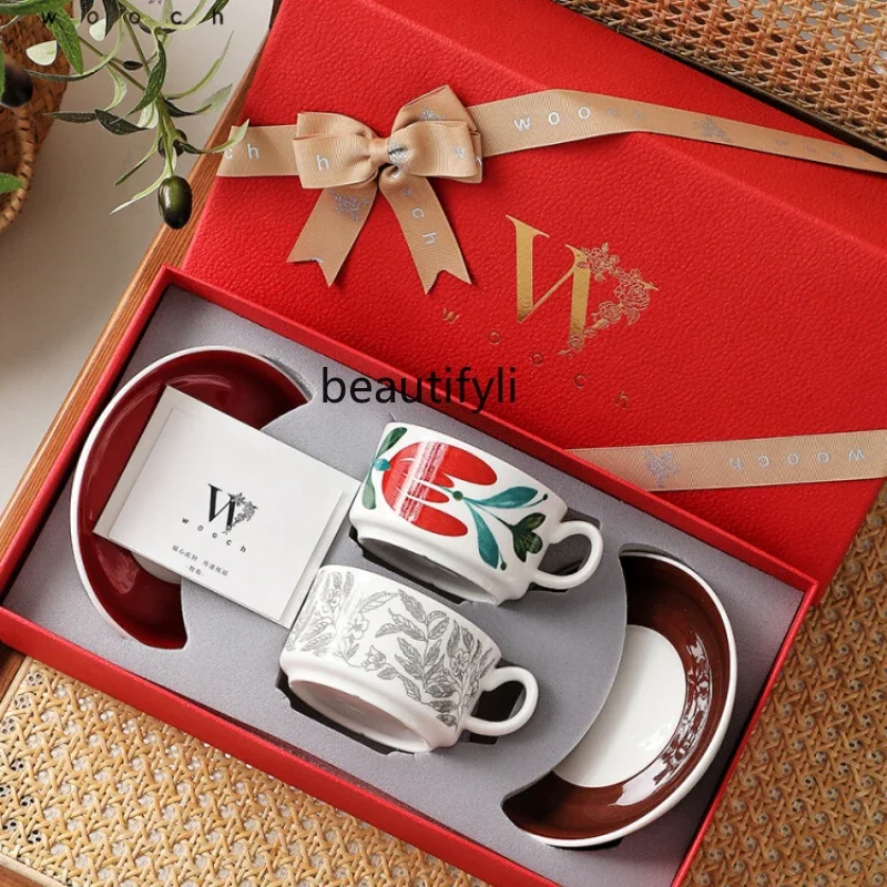 Cup and saucer gift box exquisite light luxury coffee cup home wedding housewarming gift Teachers' Day Mid-Autumn Festival