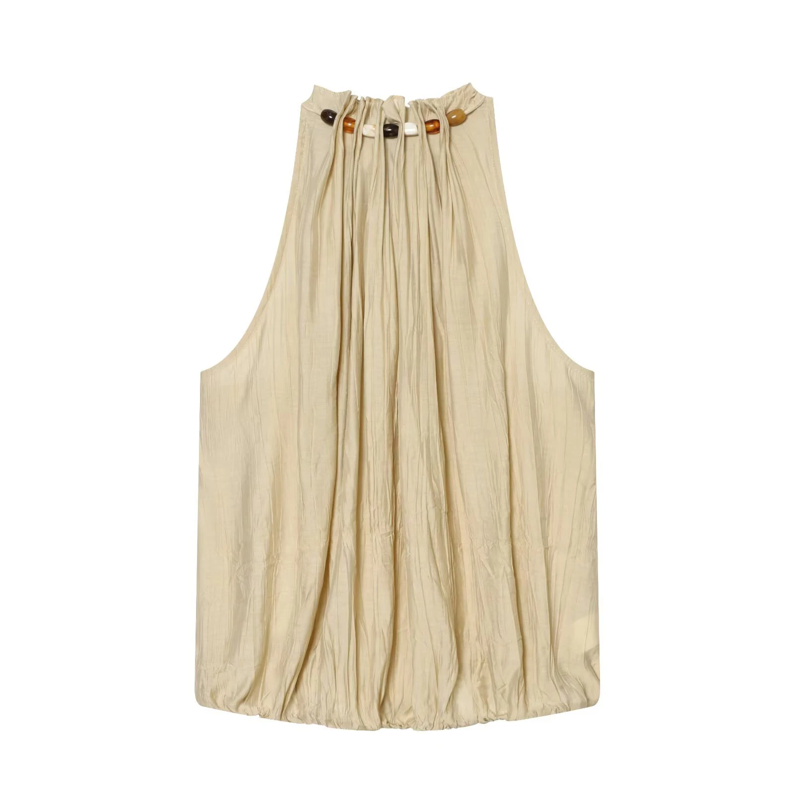 2026 Französischer Süßer Stil Neckholder-Tanktop mit Charme, ärmelloses Top mit Perlenverzierung