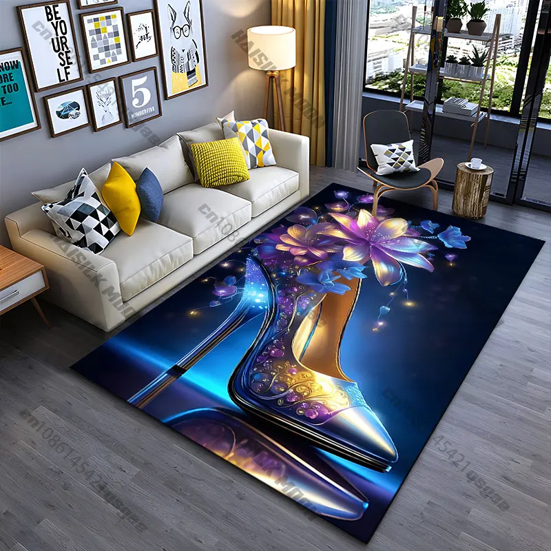 Fantasy floral high heel design carpet Yoga living room room decor children's crawling mat doormat area rug games mat
