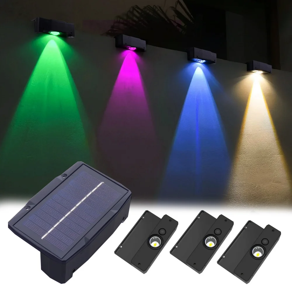 

Solar Powered Fence Lights Outdoor Waterproof RGB Solar Led Step Light for Garden Yard Wall Stairs Deck Patio Porch Pool Pathway