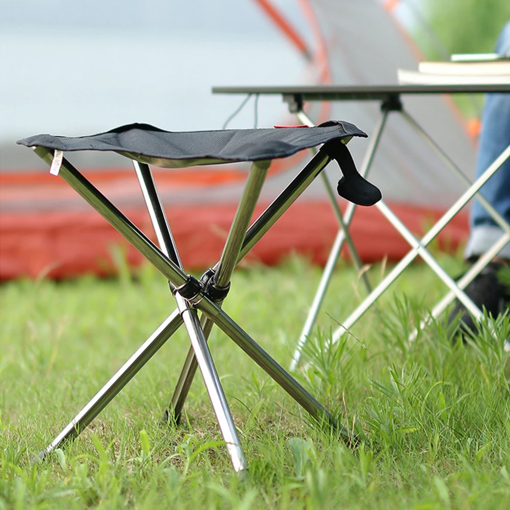 

Travel Outdoor Hiking Telescopic Folding Stool Portable Mazar Stainless Steel Beach Mini Picnic Camping Chair Bench Fishing Tool