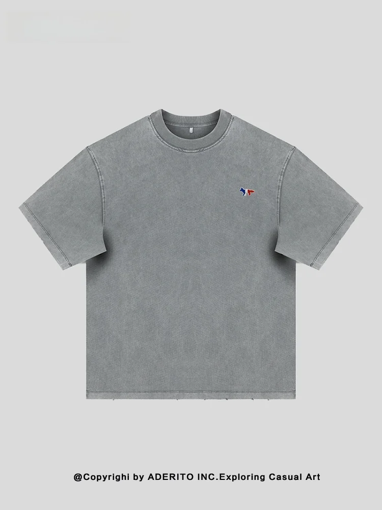 

High-End ort-Sve T-irt with Embroidered Design Loose Fit Casual Sle for Men And Women Waed Cotton Summer Top