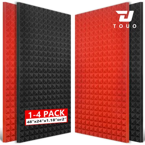 TOUO 1-4Pack Acoustic Panels Soundproof Foam Pyramid 47.2"x23.6" Wall Dampening for KTV, Living Room, Studio