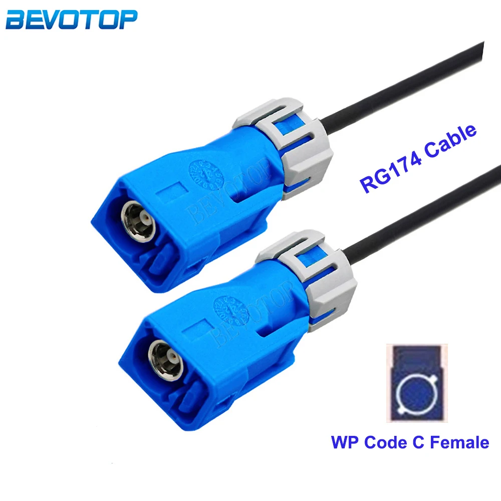 

1PCS Blue Waterproof Fakra Code C Female to C Female Jack Connector RG174 Jumper Car Camera Video Line Wire Harness Auto Cable