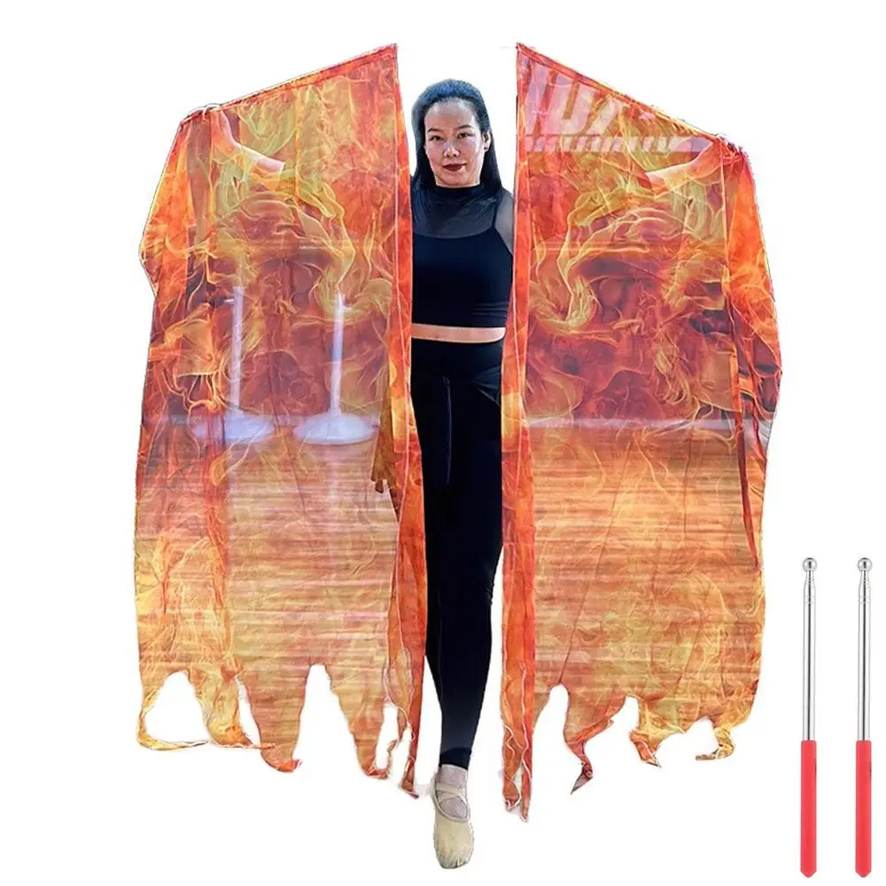 with Telescopic Sticks Belly Dance Accessories Props Multicolor Scalable Rods Colorful Scarves Flag Lightweight