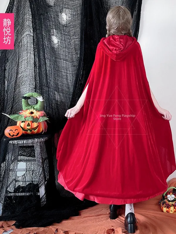 Adult loween Red Hooded Dr with awl Maid Costume Long Cisas Dr Chinese Production Ladies Ethnic Stage Costume