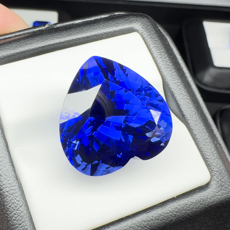 Lab Grown Sapphire Royal Blue Heart Cut 20x20mm 40.05ct VVS1 Gemstone for Diy Jewelry Making with AGL Certificate