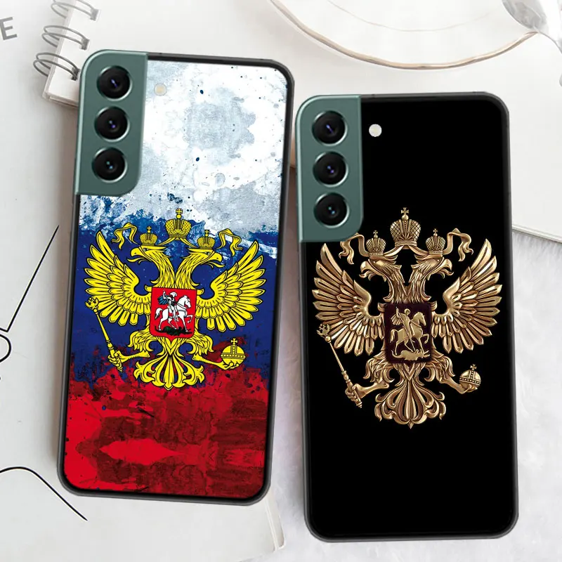 Russia Flag Emblem Phone For Samsung Galaxy S24 S22 Ultra S21 Plus S20 S23 FE Case S10 S10E S9 S8 S7 Edge Cover Silicone Soft Co