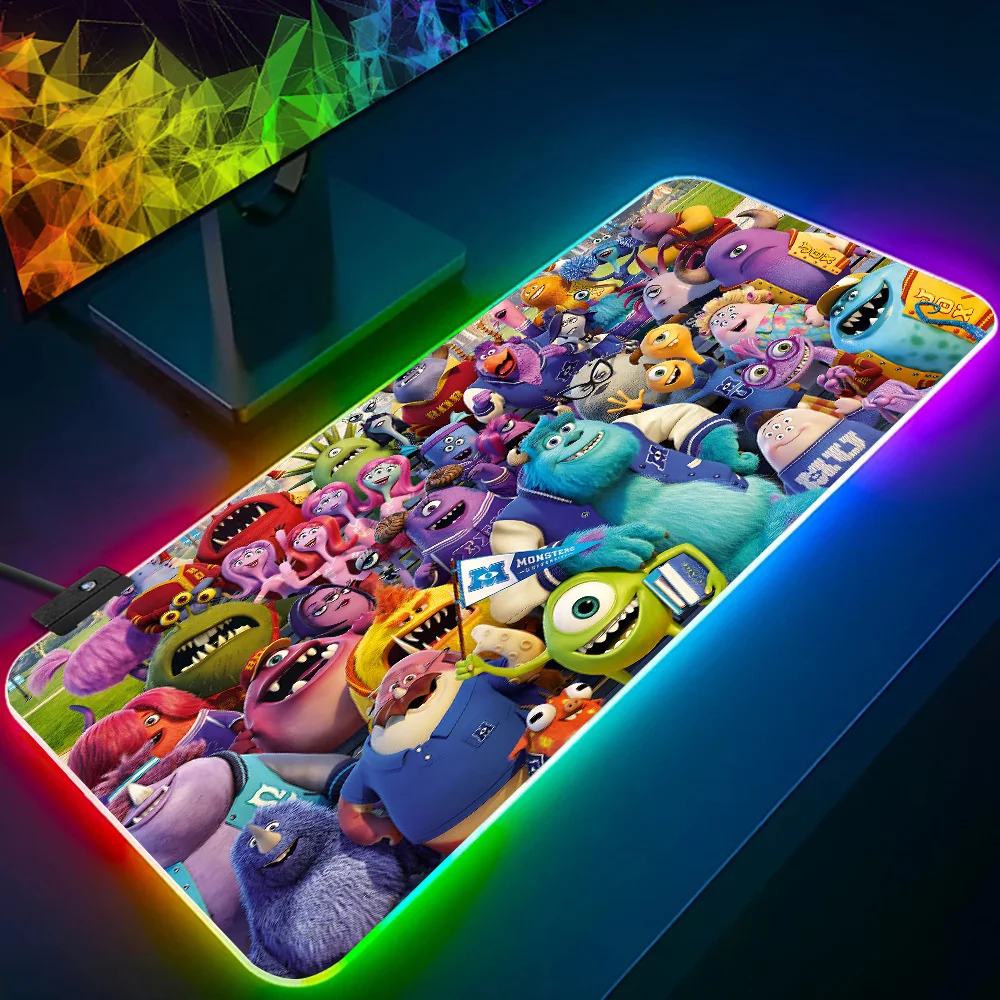 Disney Cartoon Monster University RGB Gamer Keyboard Mouse Pad Mousepad LED Glowing Mouse Mats Rubber Gaming Computer Mausepad