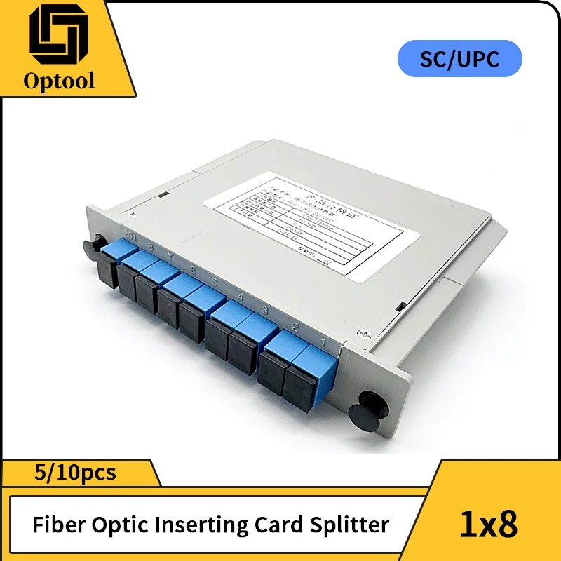 1x8 SC APC PLC Fiber Optic Splitter Box Cassette Card Inserting PLC Splitter FTTH Fiber Optical Coupler Splitter