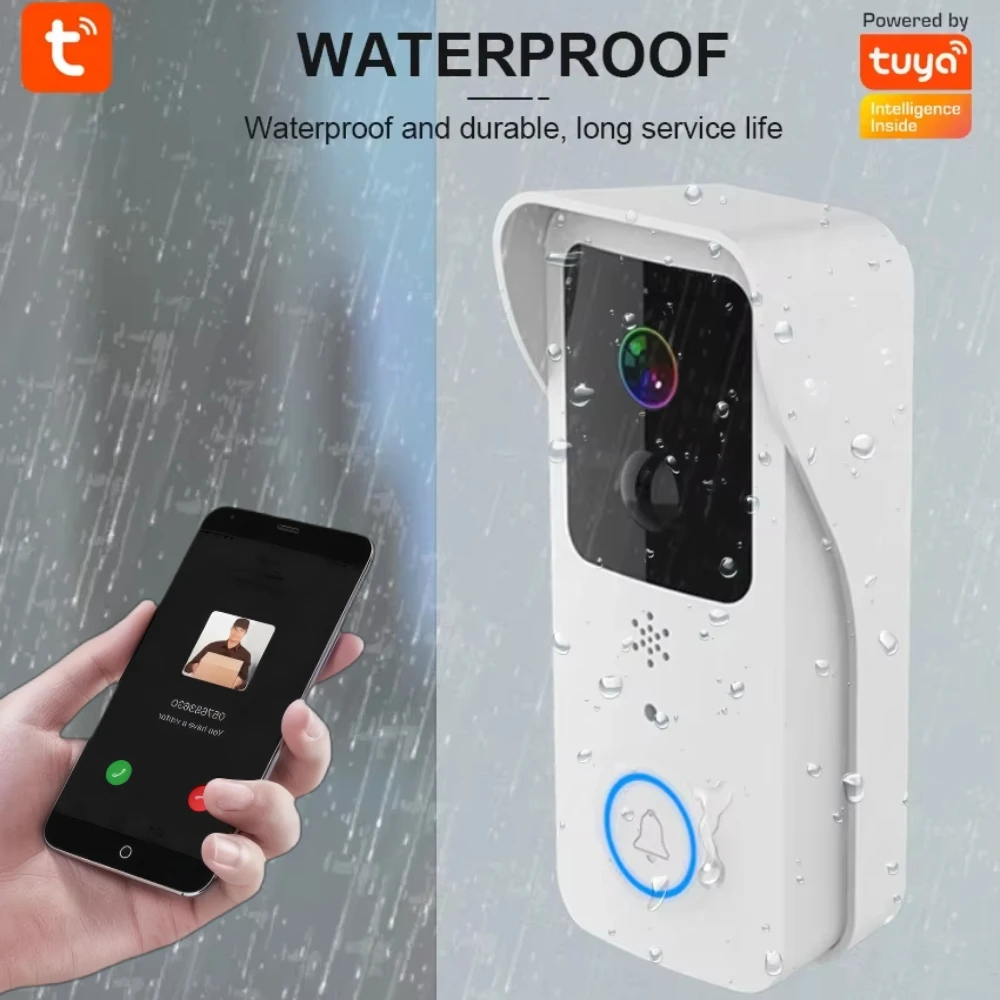 

Tuya Smart Outdoor Wireless Doorbell Waterproof 2.4G 5Ghz Dual Band WIFI Digital Door Peepholes 1080P Camera Eye Home Intercom