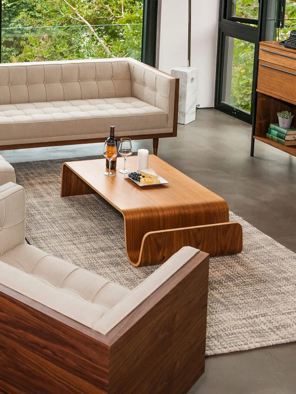 Scando Table Large curved wood coffee table Simple modern creative living room Log square N coffee table