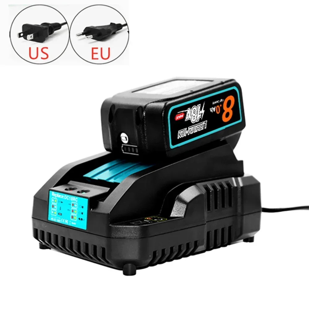 Latest BL1860 18V 8000mAh Battery and charger For Makita 18V Battery Rechargeable Replacement BL1840 BL1850 BL1860 BL1860B Tools