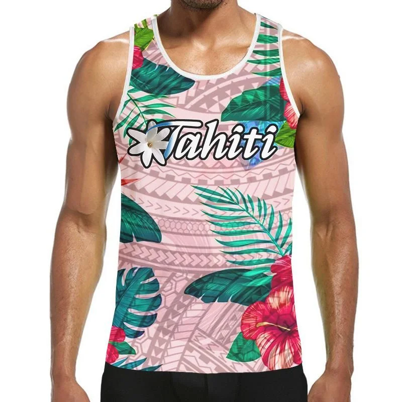 Fashion 3D Print Polynesia Tahiti Hawaiian Tank Top Men Hipster Summer Casual Quick Dry Sleeveless Loose Gym Vest Streetwear