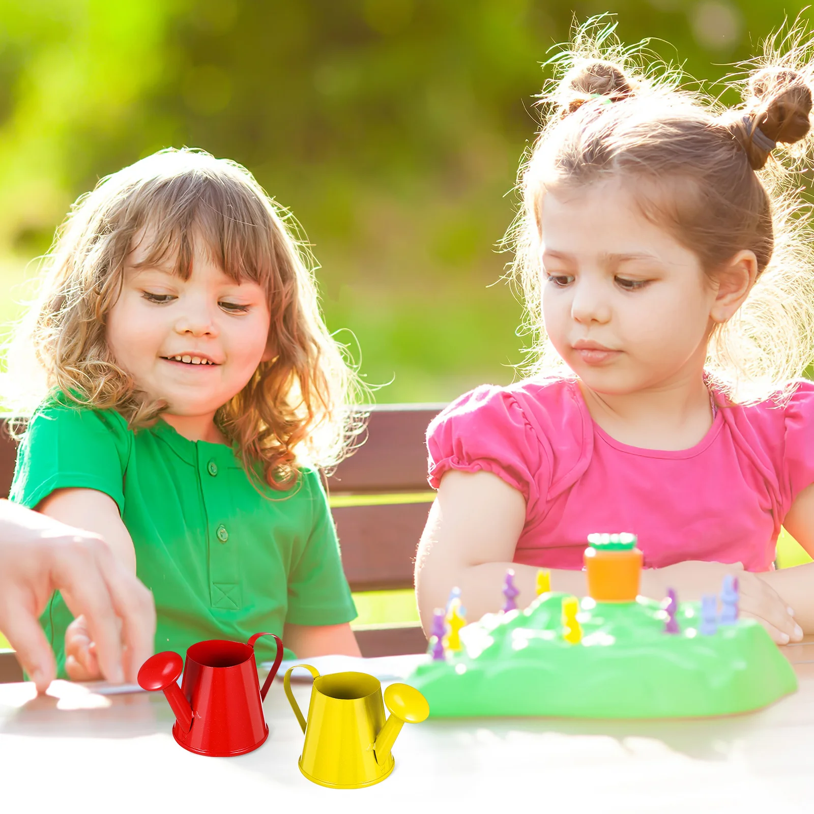 

5Pcs Small Watering Can Premium Metal Garden Bucket for Plants Kids Teaching Aids Realistic Design Desktop Storage Pot Mini