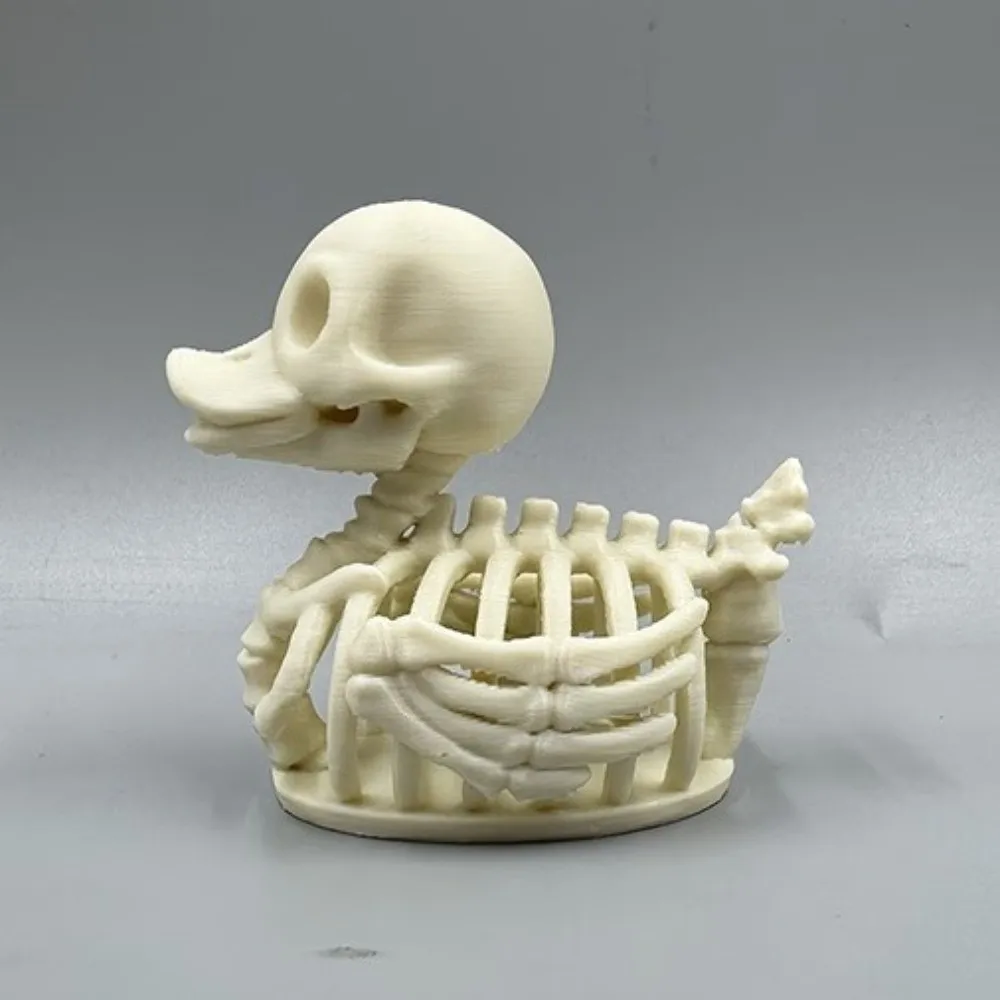 3D Printed Halloween Skeleton Duck Figurine Gothic Style Realistic Miniature Skull Duck Ornament Spooky Fade-Proof