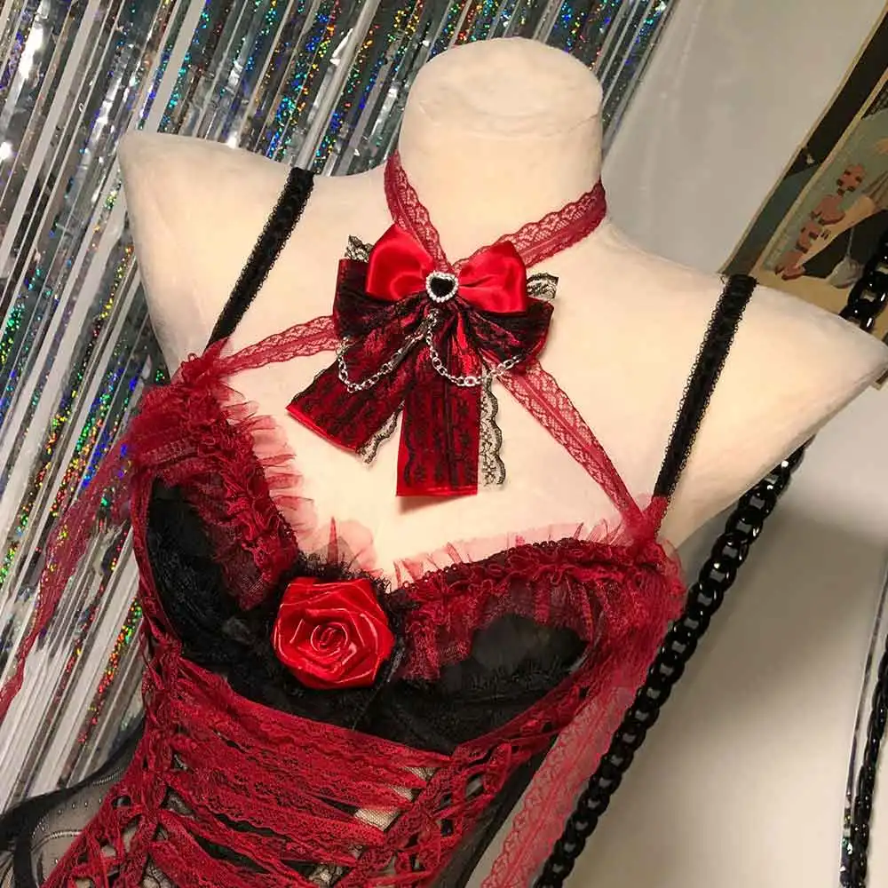 

Kawaii Teen 90s Gothic Dress Y2K TOPS Hand Made DIY Emo 2025 Grunge Eco Vintage Harajuku Goth Punk Rock Club Wear E-Girls