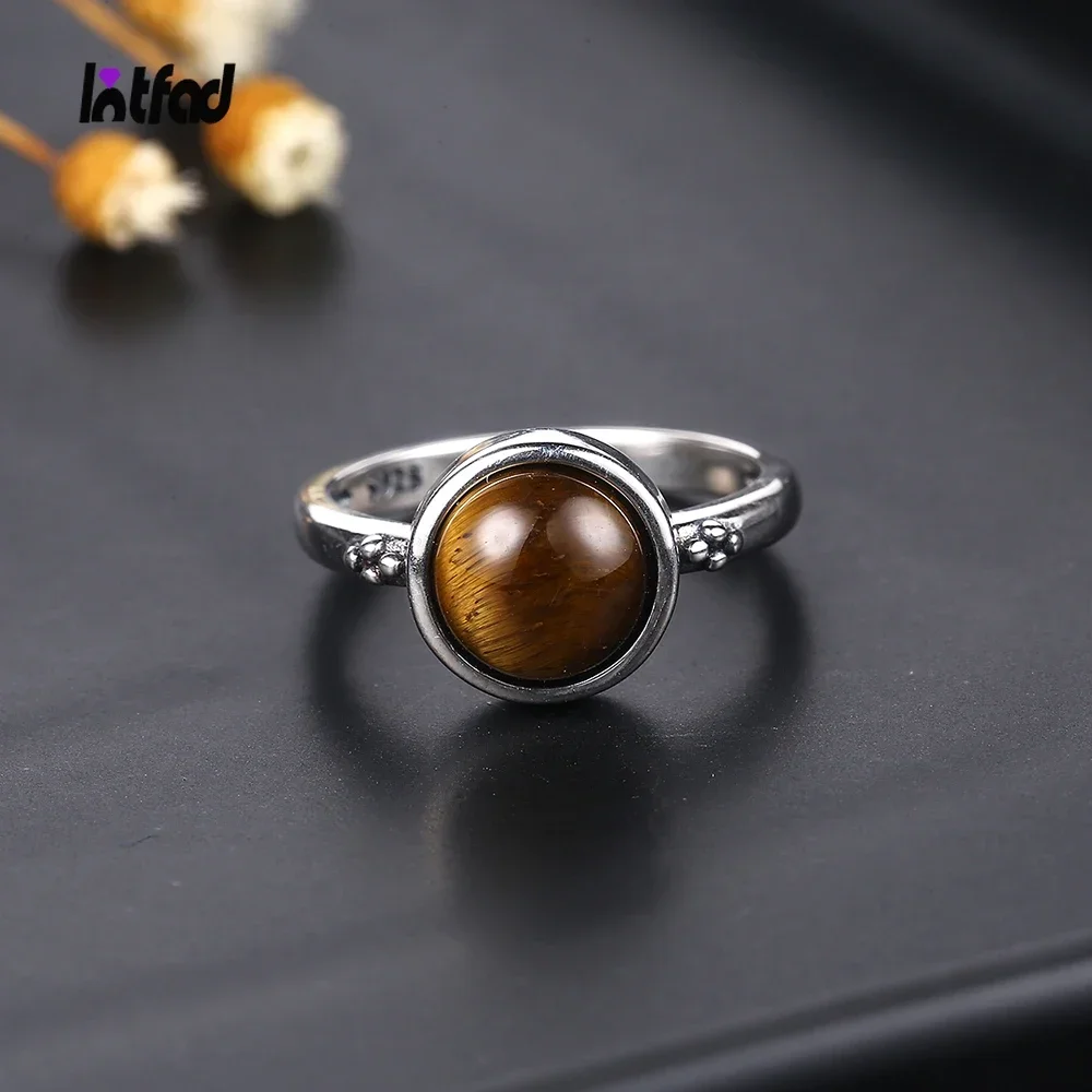 

Natural Tiger Eye Ring Jewelry for Women 925 Sterling Silver Elegant Anniversary Engagement Wedding Gifts Amethyst