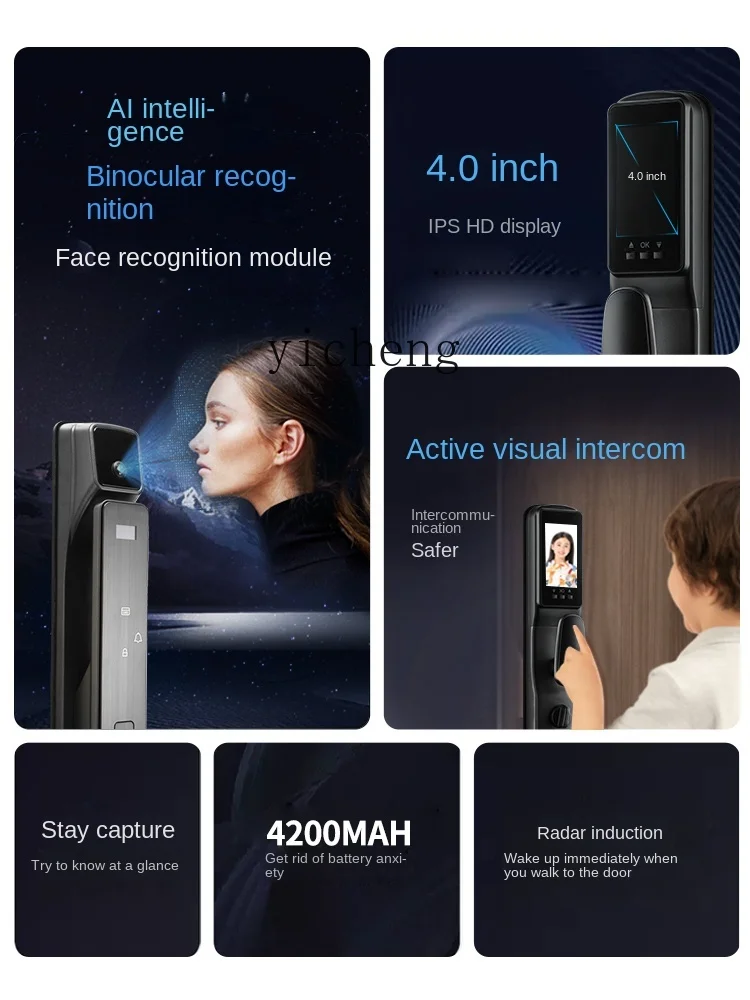 ZF Fingerprint Lock Password Home Security Door Automatic Face Recognition Intelligence