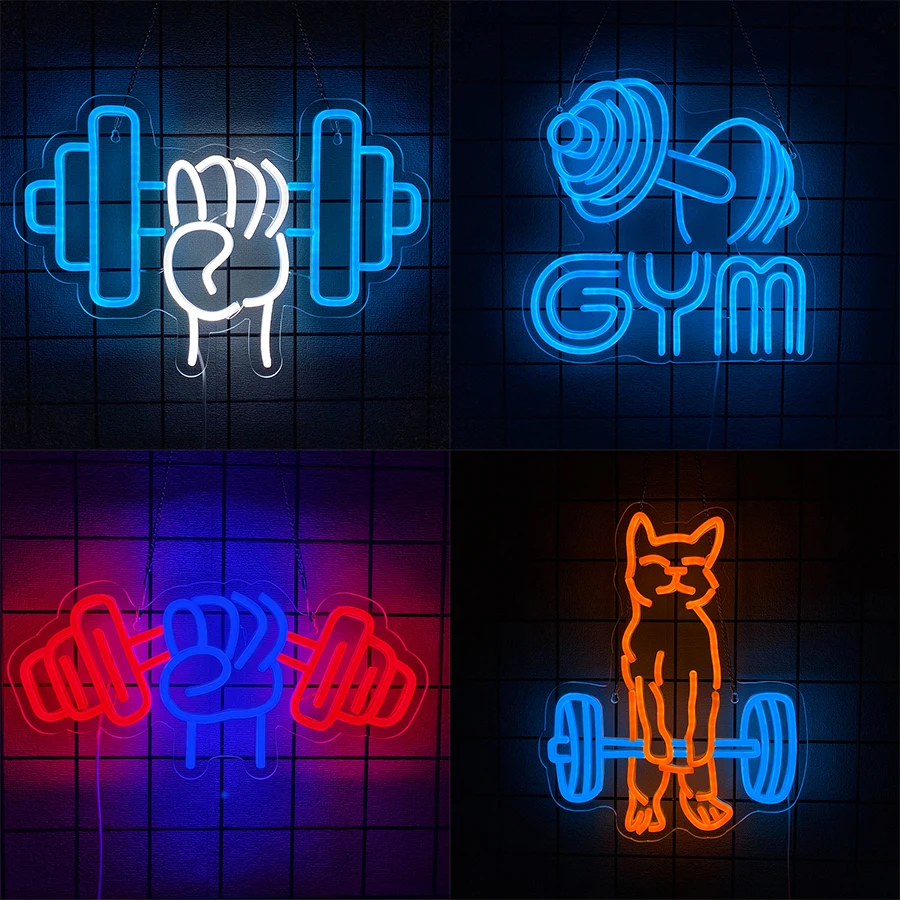 Sports Equipment Icon - لافتة نيون LED للصالة الرياضية، رمز