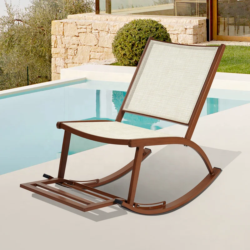 

Modern Comfortable Outdoor Patio Wicker Aluminum Furniture Rattan Garden Rocking Chair