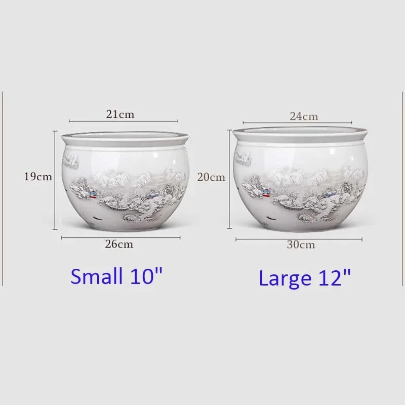 Vintage Ceramic Pot Chinese Fish Flower Plant Bowl Gold Fish Bowls Turtle Tank Porcelian Aquariums Home Living Room Ornaments