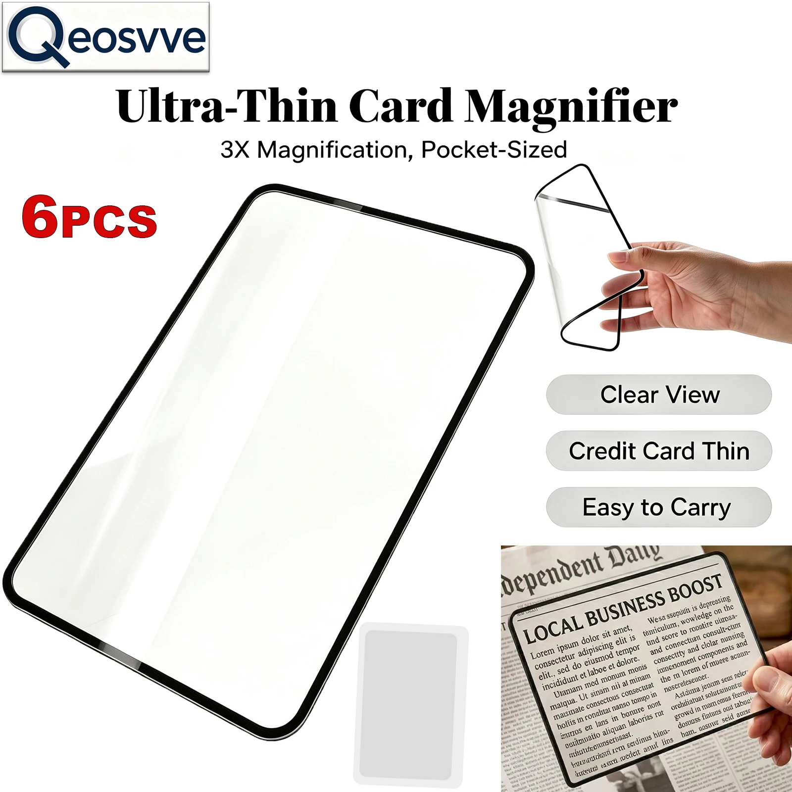 Page Sheet Magnifying Glass 3X Reading Magnifier Optical Plastic Lens Magnifying Glass for Low Vision Reading Small Prints Book