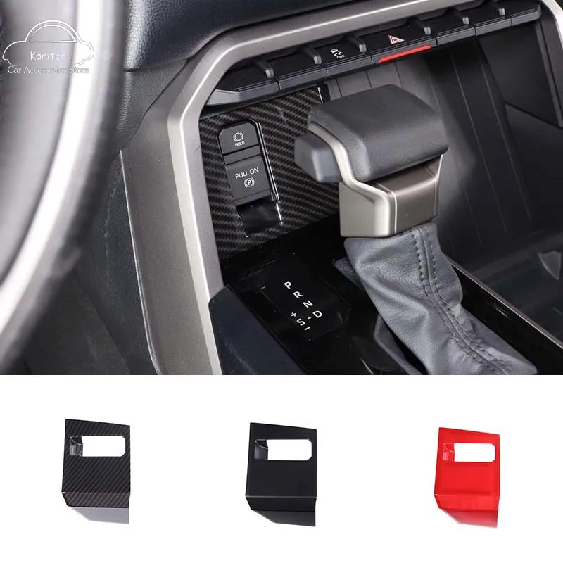 For Toyota Tundra/Sequoia 2022-23 ABS Carbon Fiber Style Car Electronic Handbrake Button Frame Panel Cover Interior Accessories