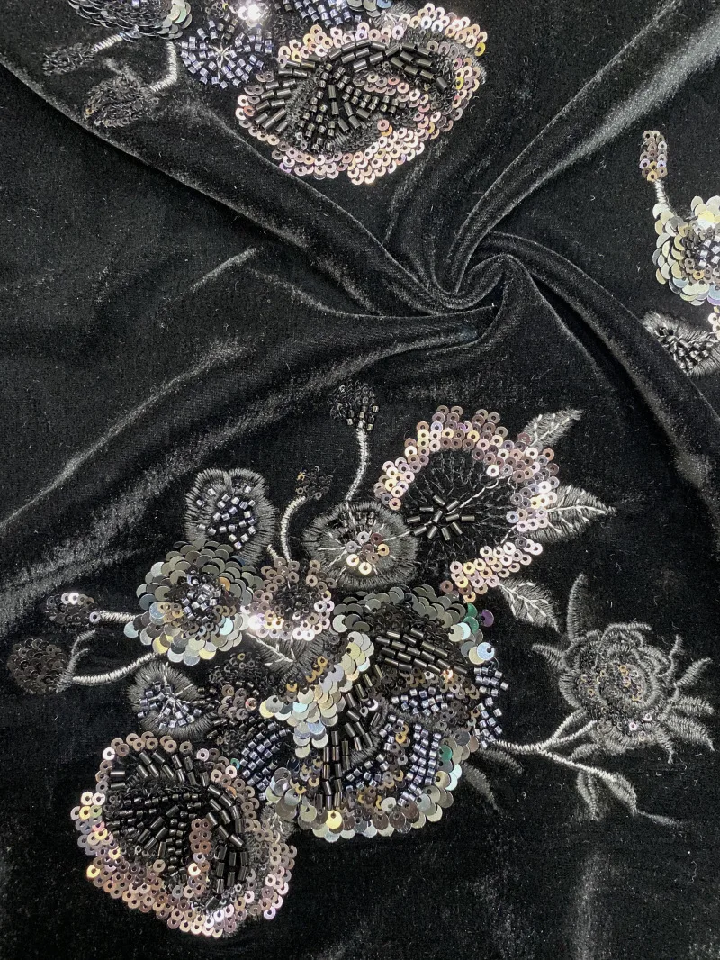 New gorgeous tube sequin flora - Velvet Fabric Embroidery 评论和价格